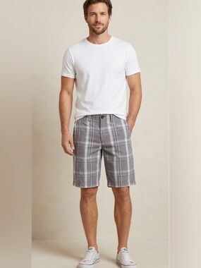 American Eagle Men's Gray Plaid Casual Shorts